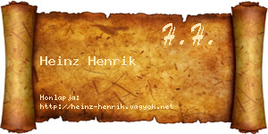 Heinz Henrik névjegykártya